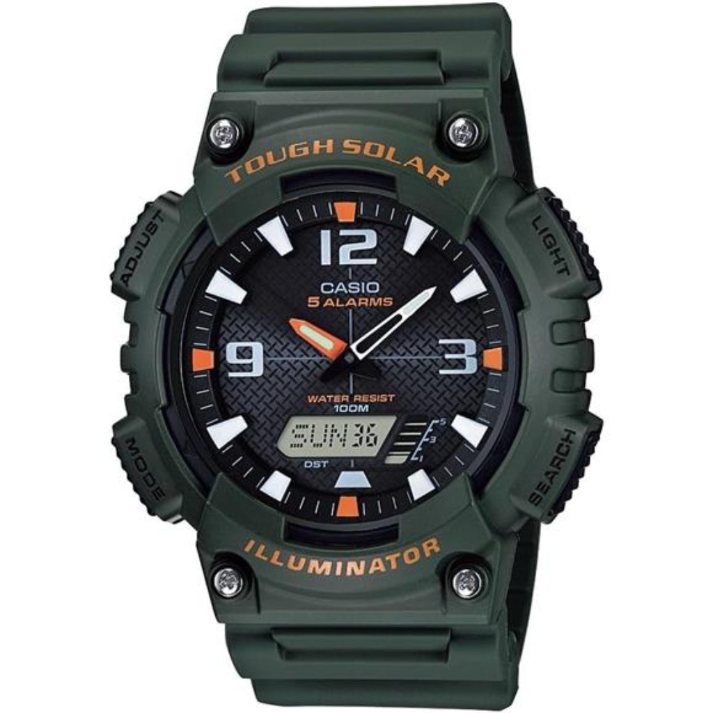 Aqs800w Series | Analog Digital Watch | 100m Wr | Solar Powered